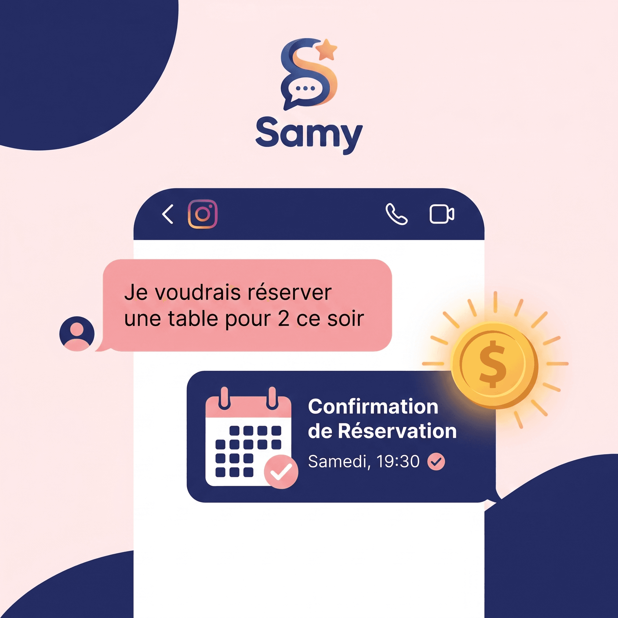 Réservations via Instagram DM pour restaurants